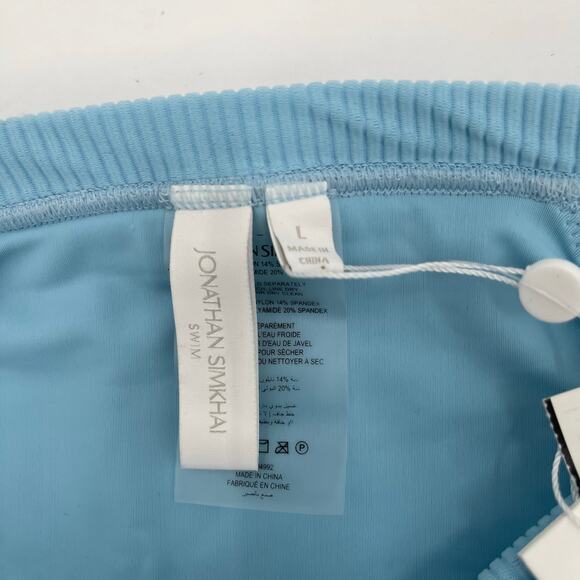 Jonathan Simkhai Swim Bikini Bottom Size Large Ribbed Horizon Blue Belt NWT - Picture 4 of 16